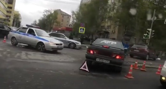 В центре Рязани из-за столкновения автомобилей образовалась пробка