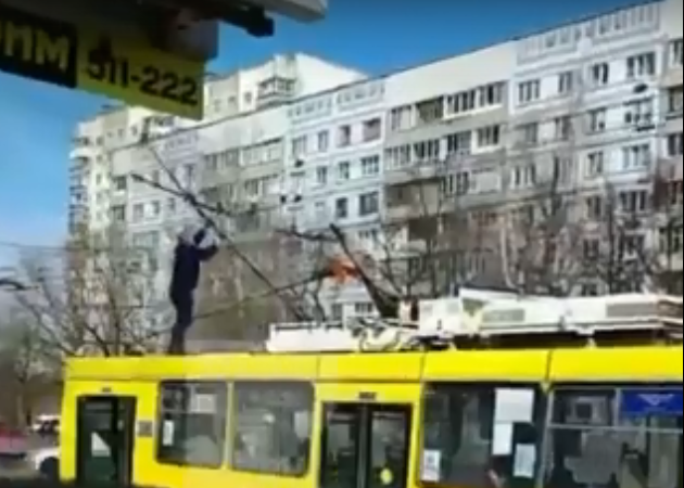 Эх, рогатый: на улице Новосёлов у троллейбуса загорелись штанги